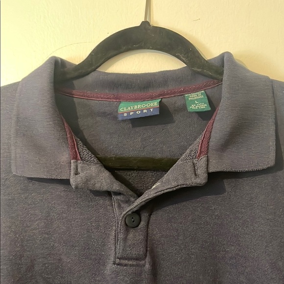 Navy Striped Polo Sweatshirt - Picture 3 of 7